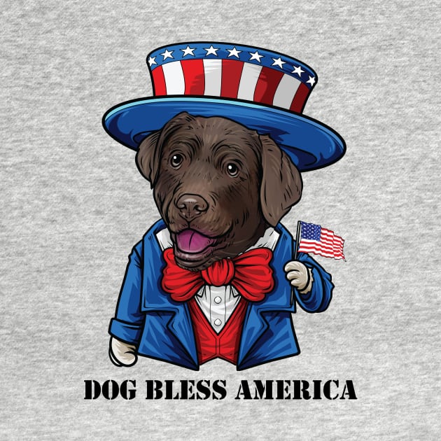Chocolate Labrador Retriever Dog Bless America by whyitsme